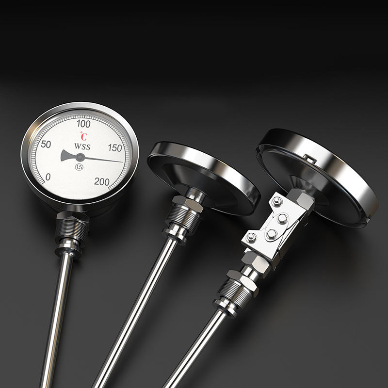 Loại trục hướng tâm công nghiệp chiều dài tùy chỉnh 1/2 sợi thép không gỉ 304 1.6 nhiệt kế lưỡng kim loại con trỏ chính xác