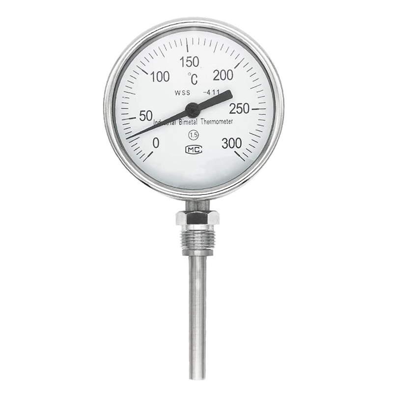 Loại trục hướng tâm công nghiệp chiều dài tùy chỉnh 1/2 sợi thép không gỉ 304 1.6 nhiệt kế lưỡng kim loại con trỏ chính xác