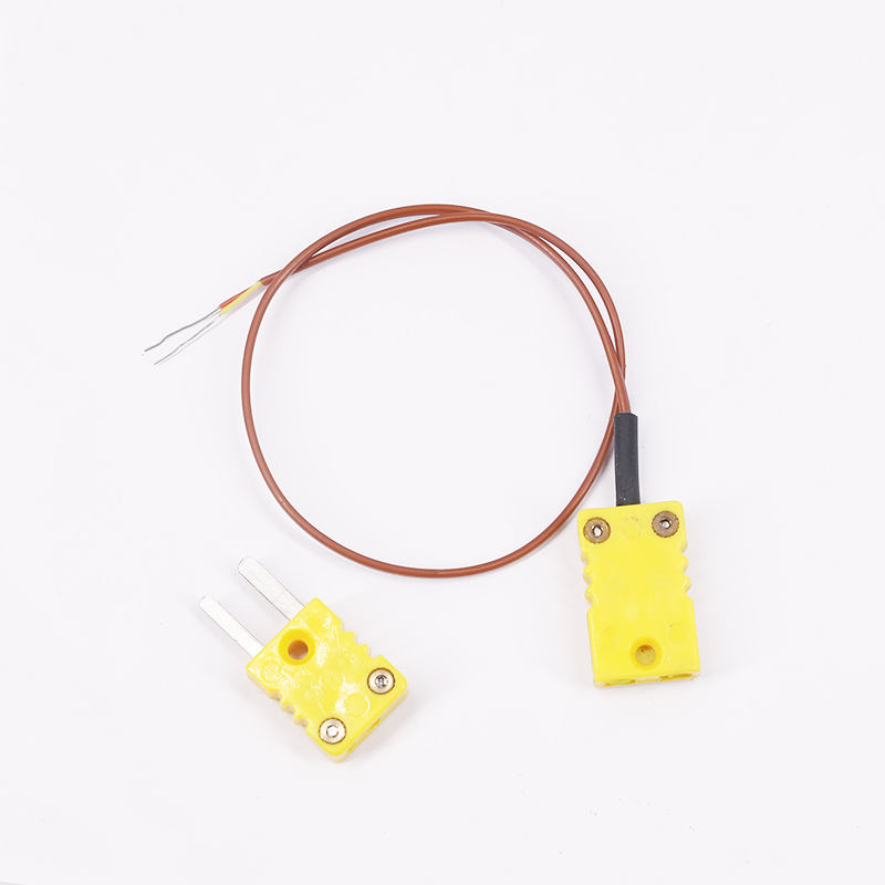 Cáp mở rộng cặp nhiệt điện 2 dây đo nhiệt độ có vỏ bọc PTFE màu nâu có phích cắm cặp nhiệt điện để tiếp xúc trực tiếp với cảm biến loại K